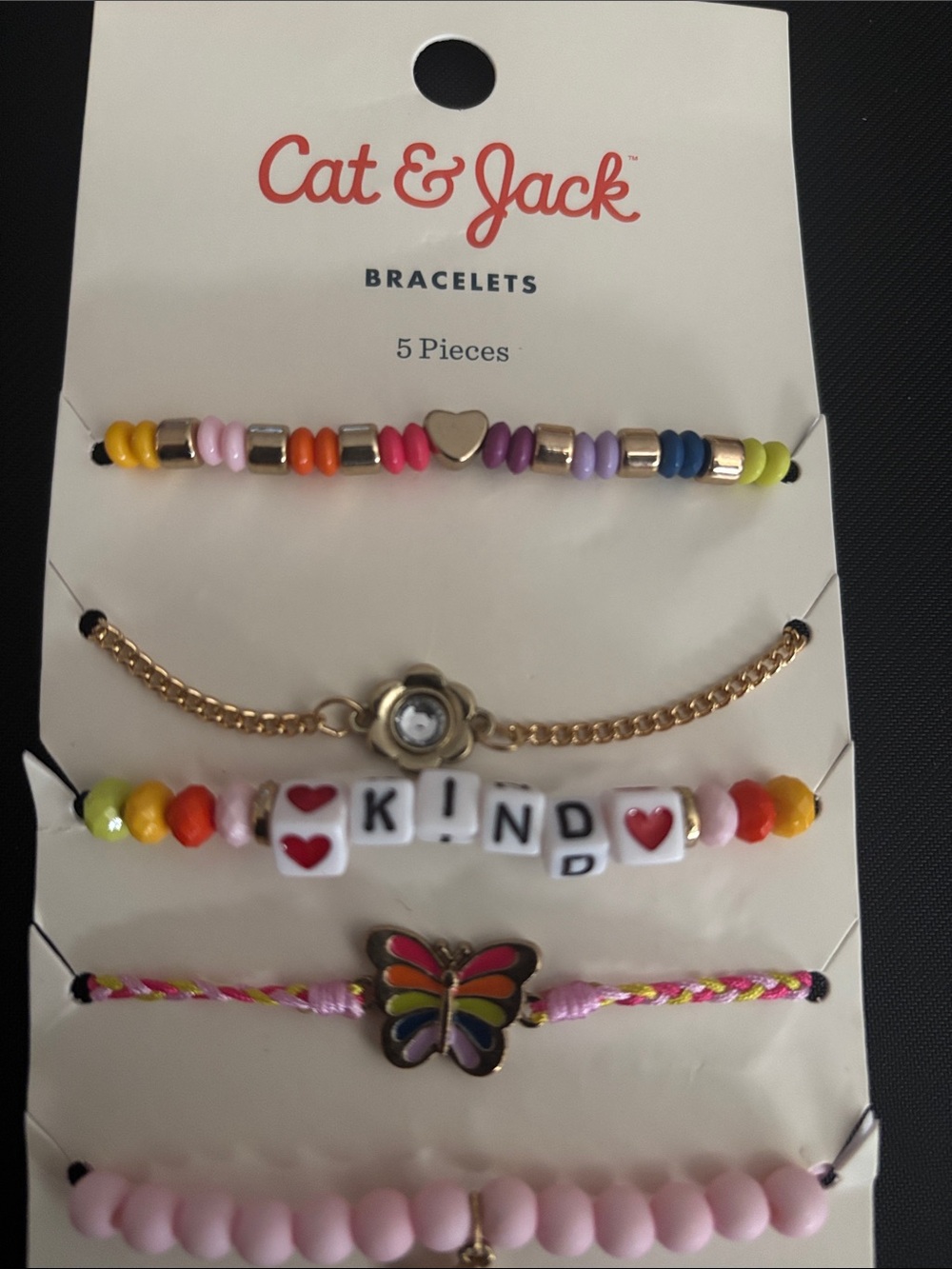 Cat & Jack Multicolor Kids Bead & Charm Bracelet Set